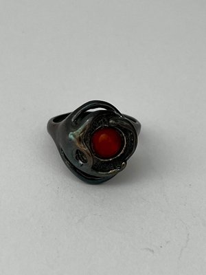 Ring sterling sølv 950 med rav