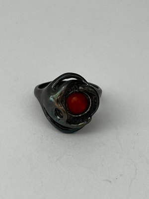 Ring sterling sølv 950 med rav