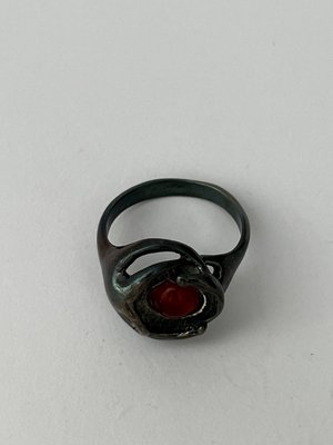 Ring sterling sølv 950 med rav