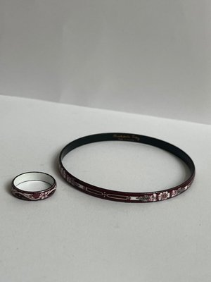 Michaela frey vintage armbånd og ring. Made in austria. Blomster emalje.