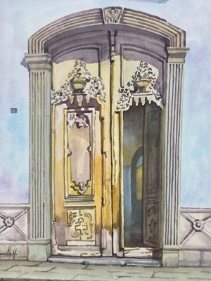Akvarel af A. Roman 1992