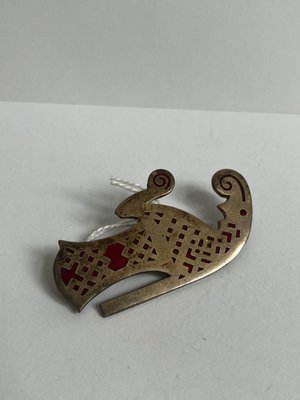 Svensk sølv og bakelit broche "valsgärde" stribe uppsala.