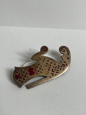 Svensk sølv og bakelit broche "valsgärde" stribe uppsala.