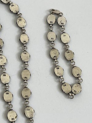 Dansk design guldsmed sølvsmed sæt sølv med agater halskæde armbånd 925