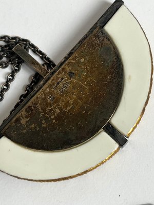 A. Michelsen Royal Copenhagen halskæde af sølv og porcelæn i guld og hvid