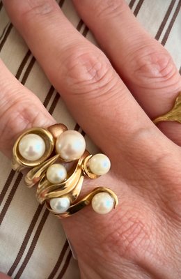 Perle ring i 14 kt guld unika af Svend Valdemar Nielsen