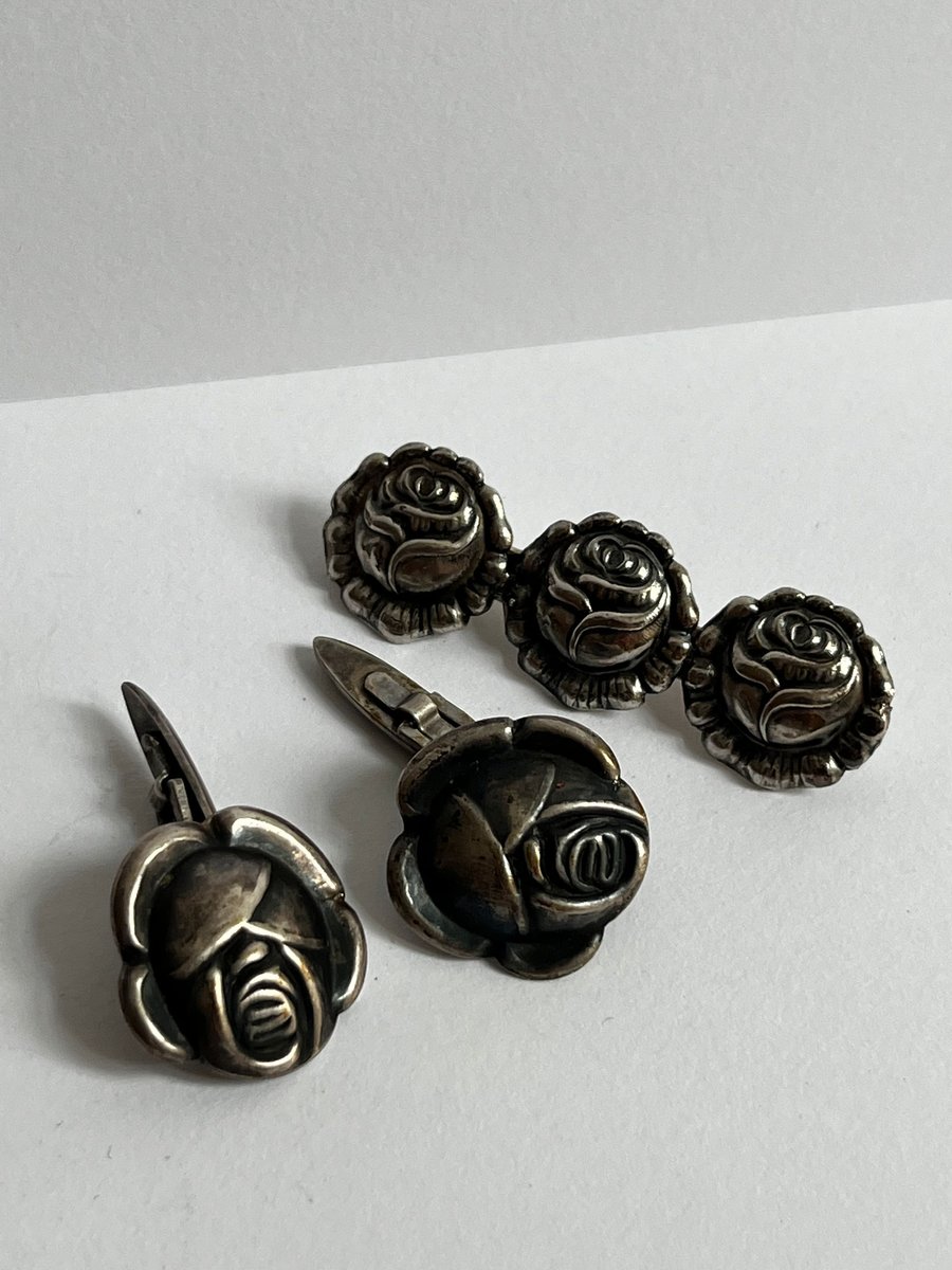 Sølv Rose Manchetter og broche