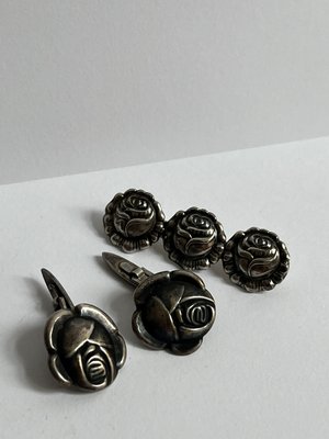 Sølv Rose Manchetter og broche