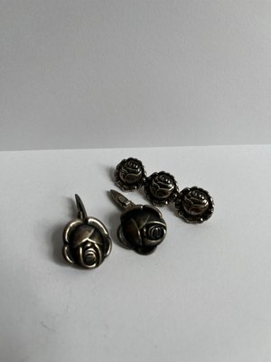 Sølv Rose Manchetter og broche