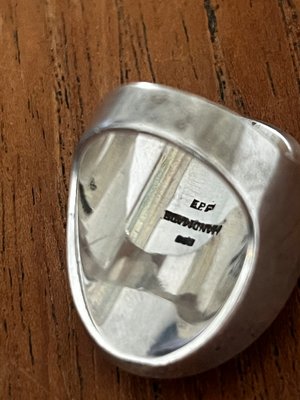 Erik Poul Fenster sølv ring med rav