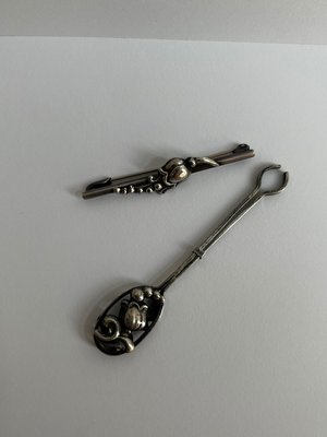 Hans Jensen sølv cigaretholder og broche