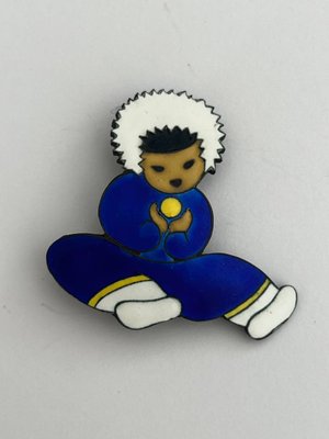 A. Dragsted broche og vedhæng Inuit eskimo motiv i 925 sølv med emalje