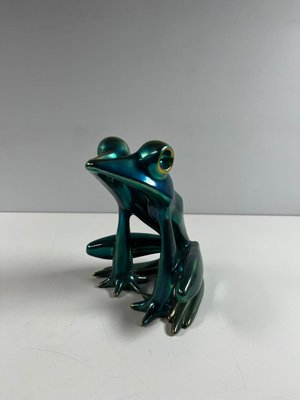 Zsolnay Hungary Porcelain figur af frø i metalliske grønne nuancer jubilæum 150