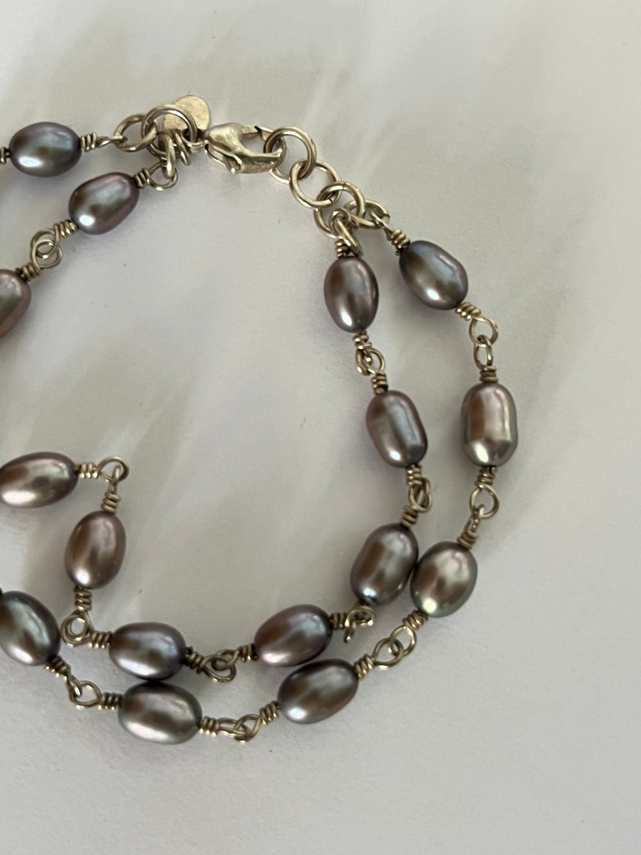 Sølv og perle armbånd
