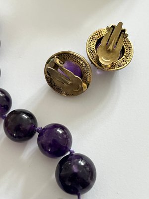 Ametyst halskæde og øreringe