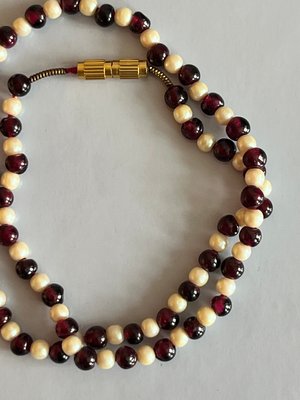 Vintage Perle og granat halskæde armbånd