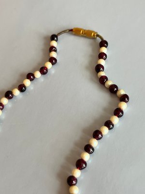Vintage Perle og granat halskæde armbånd