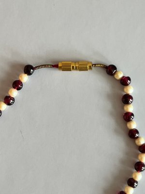 Vintage Perle og granat halskæde armbånd