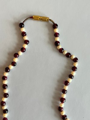 Vintage Perle og granat halskæde armbånd