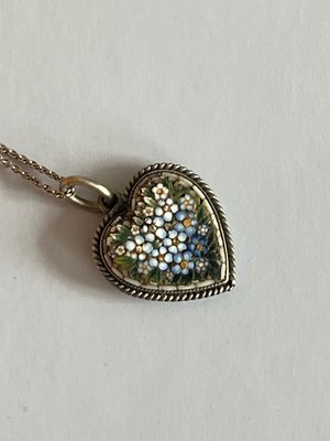 Vintage mikromosaik halskæde og broche