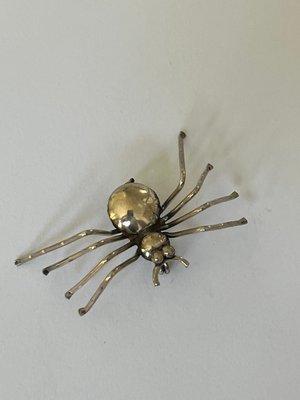 Broche i sølv i form af edderkop