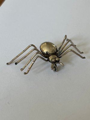 Broche i sølv i form af edderkop