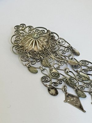 Vintage filigran sølv broche