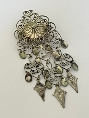 Vintage filigran sølv broche