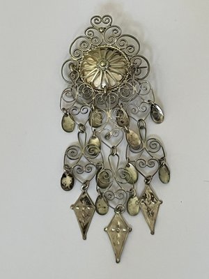 Vintage filigran sølv broche