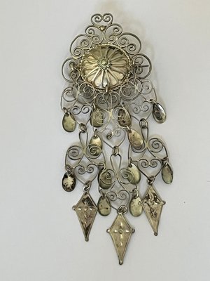 Vintage filigran sølv broche