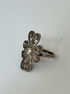 Volmer Bahner sølv filligran blomster ring
