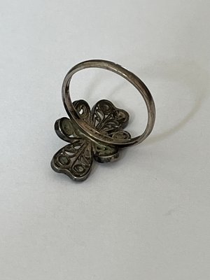 Volmer Bahner sølv filligran blomster ring