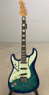Burns London King Cobra Blue Elektrisk Guitar i Blå Flame Finish