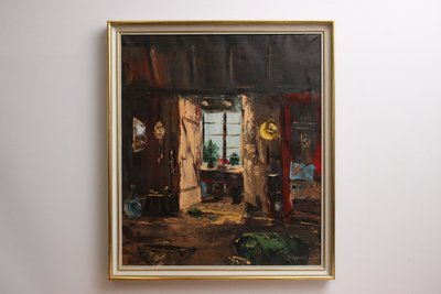 Stemningsfuldt landligt oliemaleri