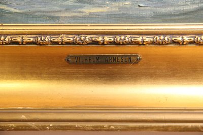 Vilhelm Arnesen Maritimt oliemaleri fra 1932 med Kronborg Slot