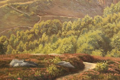 J.H. Brandt Monumentalt oliemaleri af Hammershus Bornholm 1891