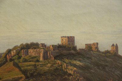 J.H. Brandt Monumentalt oliemaleri af Hammershus Bornholm 1891