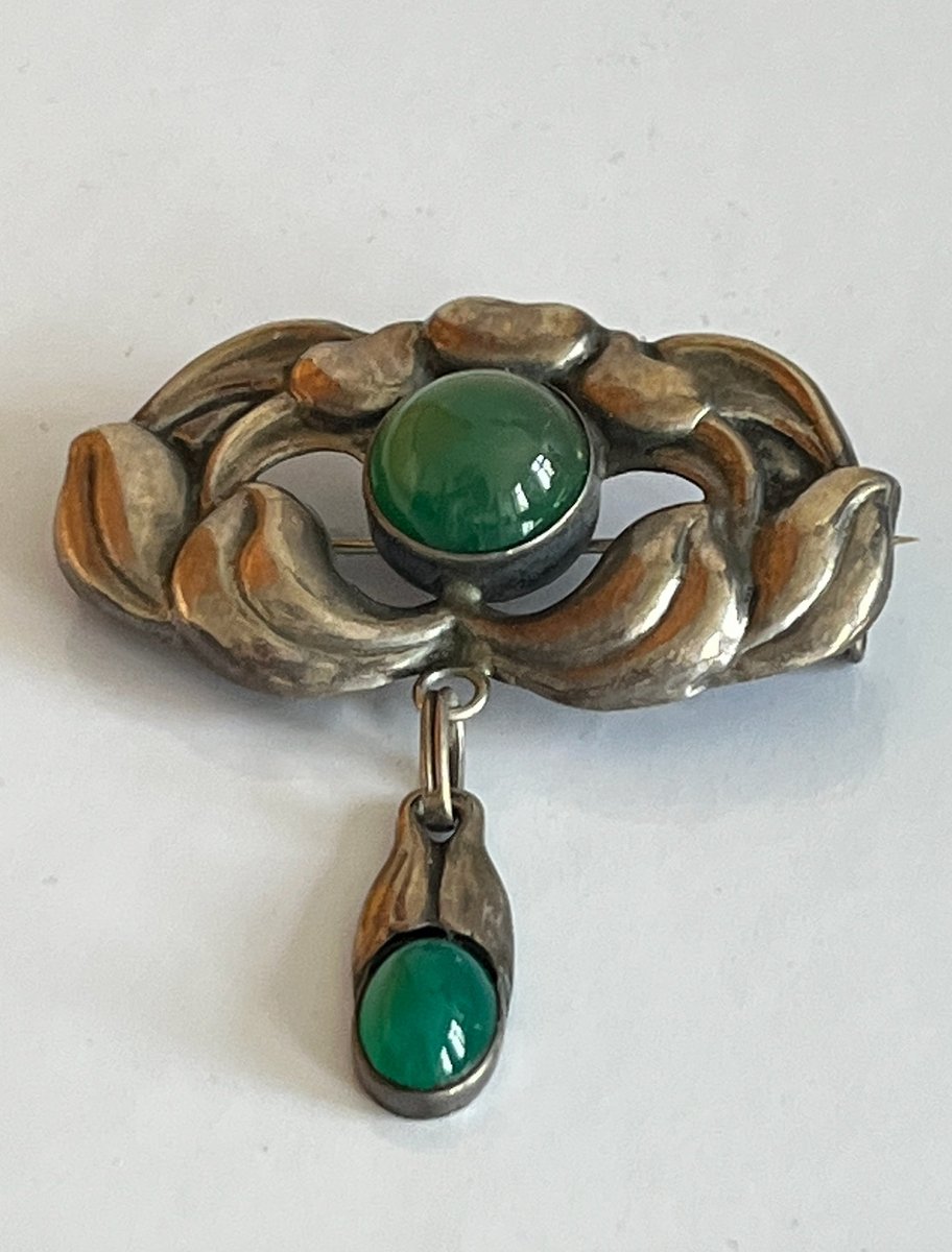 Bernard Hertz sølv broche med agater