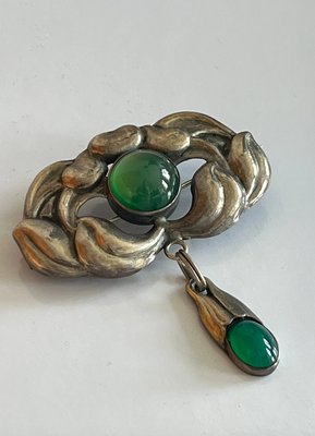 BH Bernard Hertz sølv broche med agater