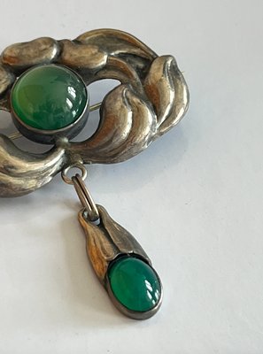 BH Bernard Hertz sølv broche med agater