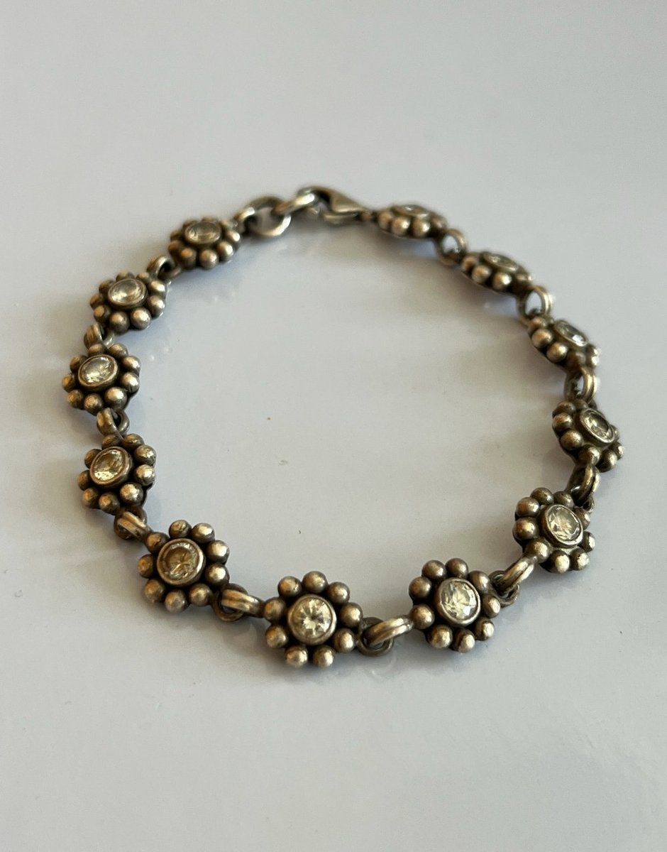 Sølv blomster armbånd