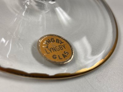 4 stk champagneskåle fra lyngby glas med klassisk guld kant