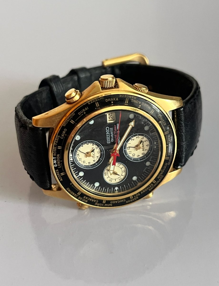 Vintage Seiko Sports 150 World Time Alarm 5T52-6A10 , Quartz, Japan