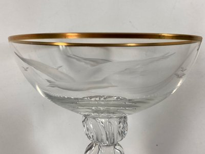 4 stk champagneskåle fra lyngby glas med klassisk guld kant