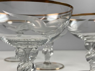 4 stk champagneskåle fra lyngby glas med klassisk guld kant