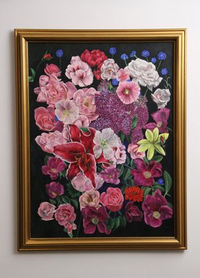 Farverigt blomster maleri