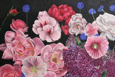 Farverigt blomster maleri