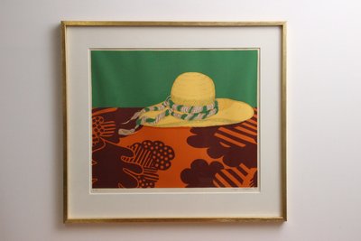Lizzi Mallow  Sommerhat Signeret Farvelitografi, 1978