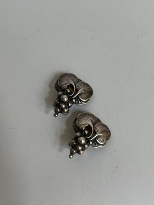 Georg Jensen grape vindrue øreklips 1996 sølv